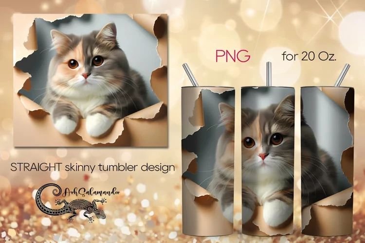 Cats & wall | skinny tumbler Sublimation design PLUS