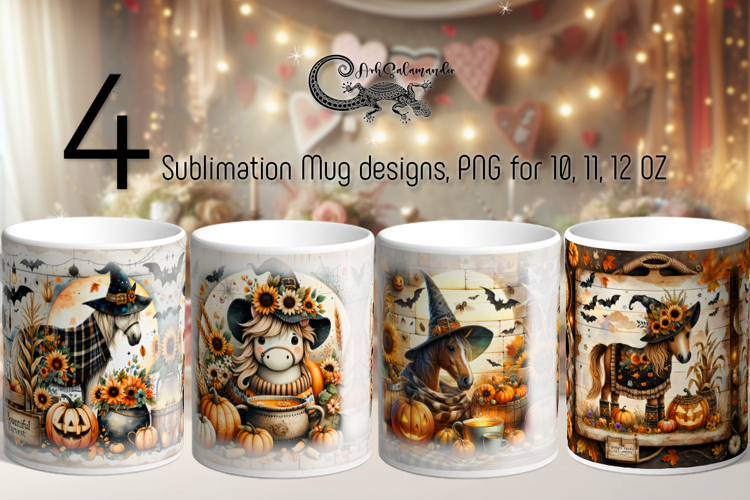 Halloween horse | 4 funny Sublimation Mug designs PLUS