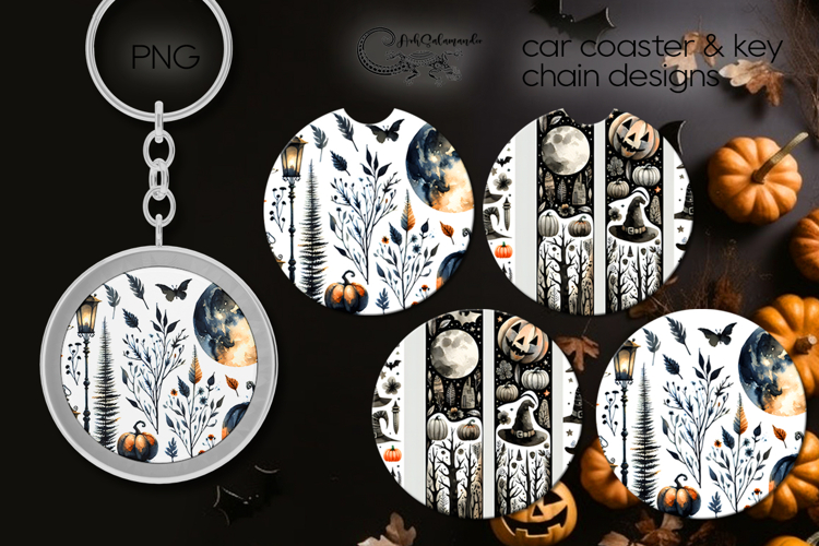 Halloween brushstroke | car coaster & key chain design P4