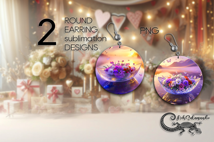 Fantasy sunset | Magic Round earring Sublimation design PL4