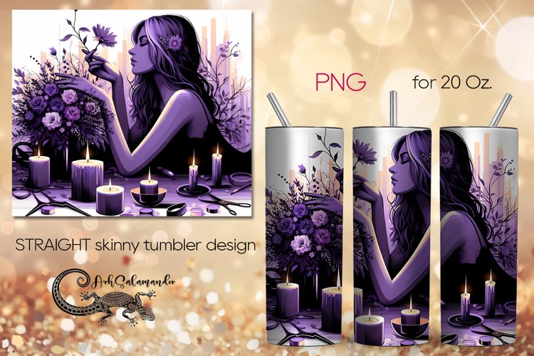 Girl in purple | modern skinny tumbler Sublimation design P4