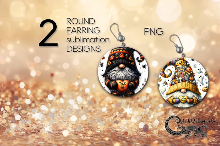 Halloween gnome | 2 Sublimation round earring design PLUS4
