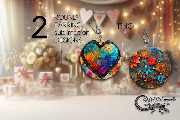 Valentine vintage hearts | 2 Sublimation round earring PL4