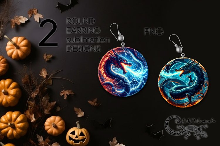 Chinese Dragon | mystic Round earring Sublimation design PL4