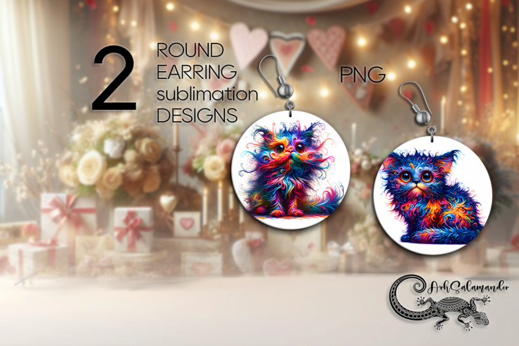 Funny animals | Cartoon Round earring sublimation design P4