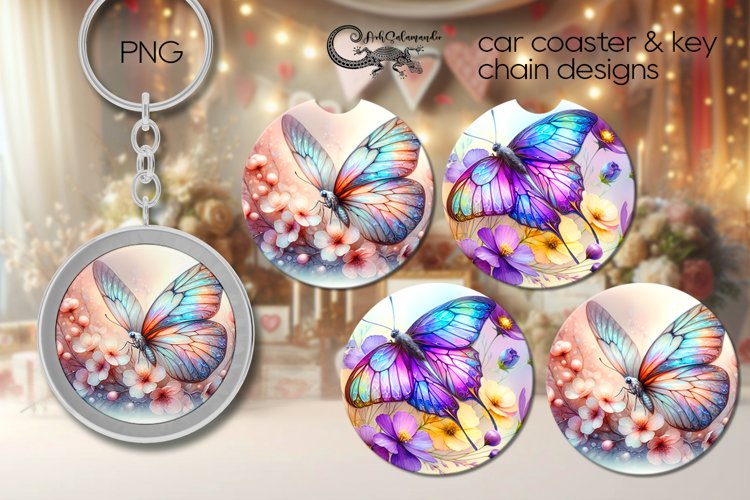 Watercolor butterfly | coaster   key chain sublimation P2