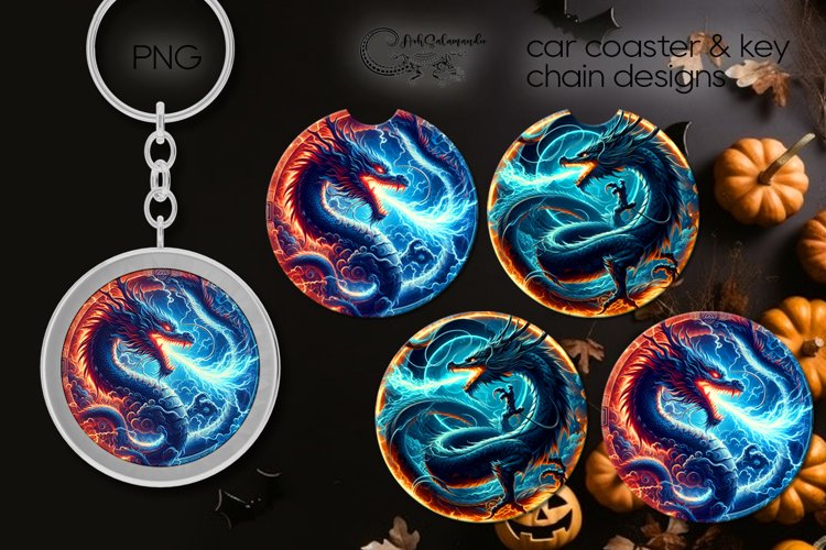 Chinese Dragon | coaster & key chain sublimation design PL4