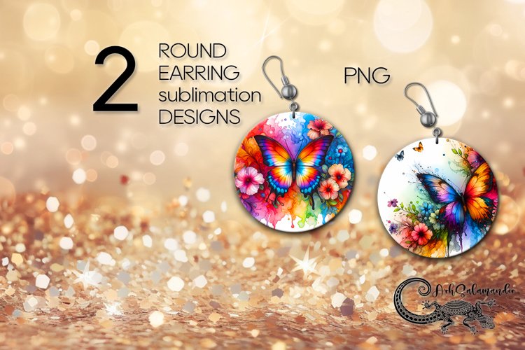 Bright Butterfly | Round earring Sublimation design PLUS4