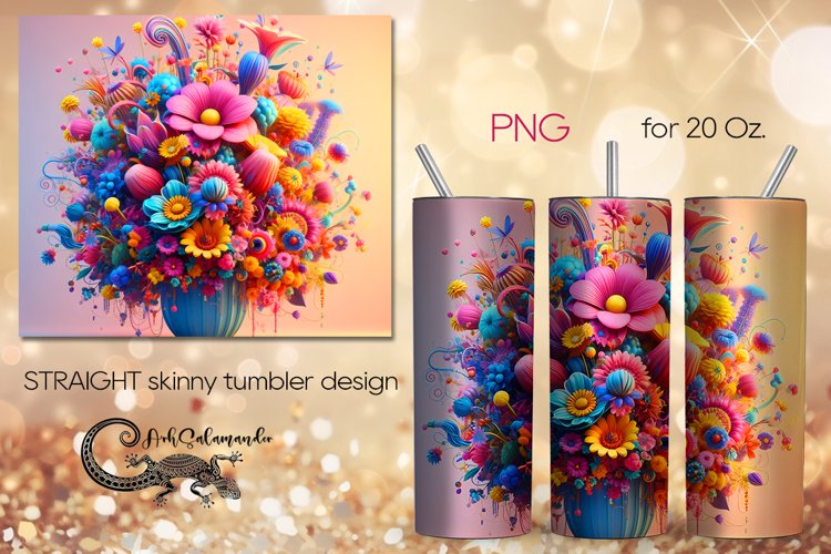 Flowers fantasy| modern skinny tumbler Sublimation design P4