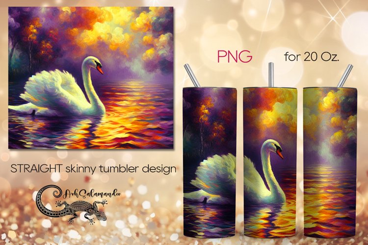 Swan | impressiomism skinny tumbler Sublimation design PLUS4