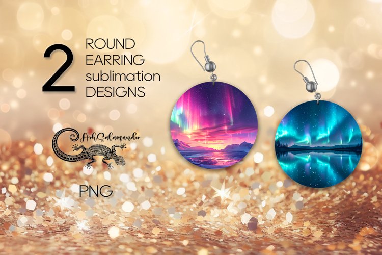 Northern Lights | Round earring xmas sublimation design PL4