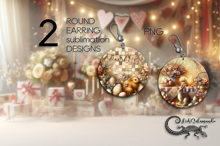 Shabby chic Easter | Round Earring Sublimation design PLUS4