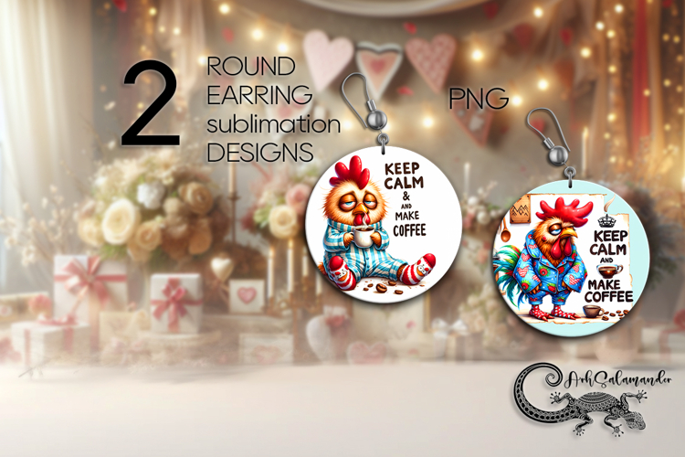 Good morning | coffee Round earring sublimation designs PL4