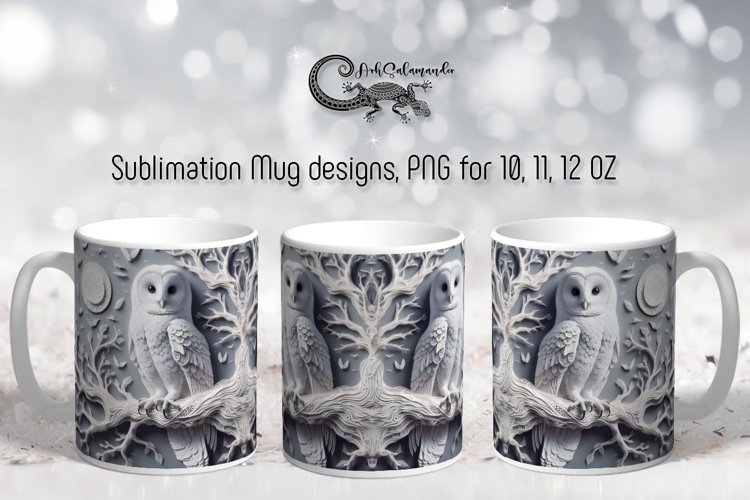 3d style owl | Fantasy Sublimation Mug design PLUS4