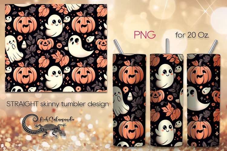 Halloween Pattern | Skinny tumbler sublimation design PLUS4