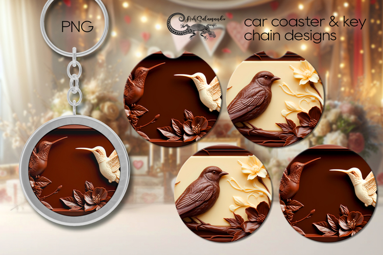 Chocolate | Car coaster & key chain sublimation design P4