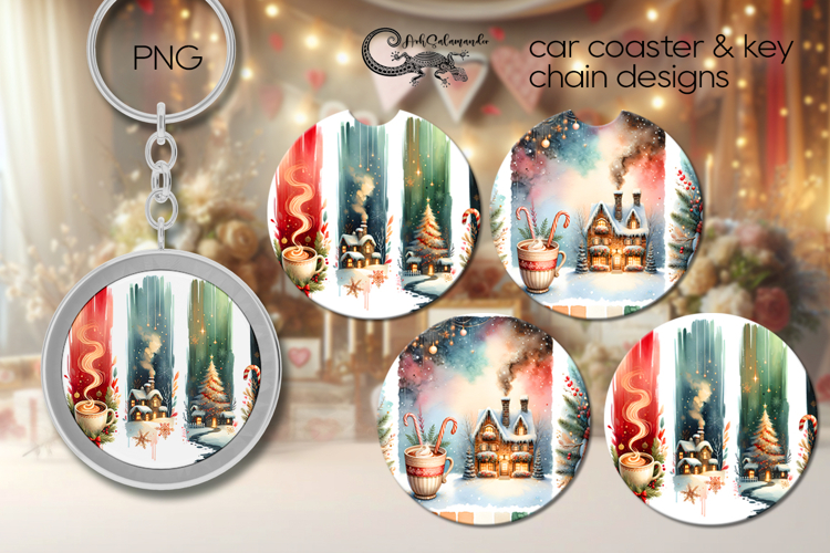 Christmas brushstroke | Car coaster & key chain design P4
