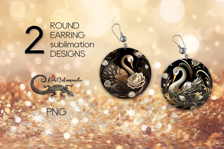 Swan | Birds Round earring Sublimation design PLUS4