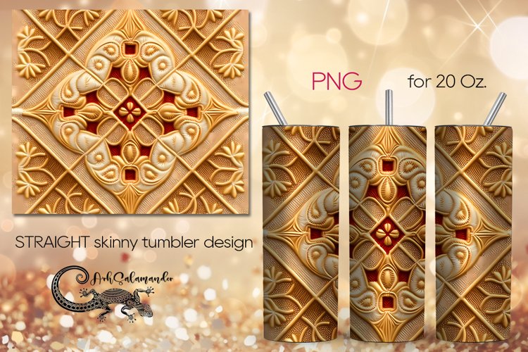 Embroidery | gold skinny tumbler Sublimation design PLUS4