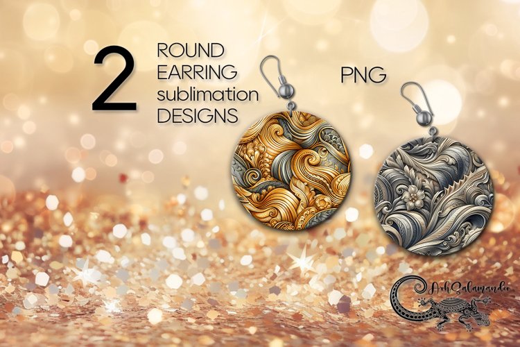 Metallic | gold & silver Round earring sublimation design P4