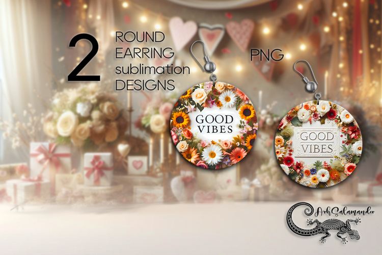 Motivating inscription | Round earring sublimation design P4