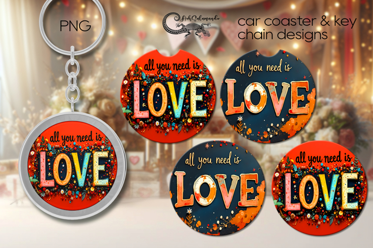 Hippie inscription | Boho Car coaster & key chain designs P4