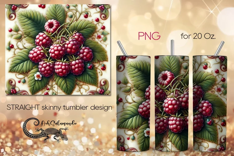 Berries | Retro style Skinny tumbler Sublimation design PL4