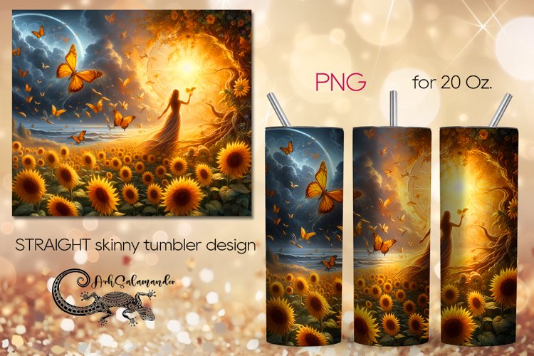 Romantic sunflower | Skinny tumbler Sublimation design PLUS4