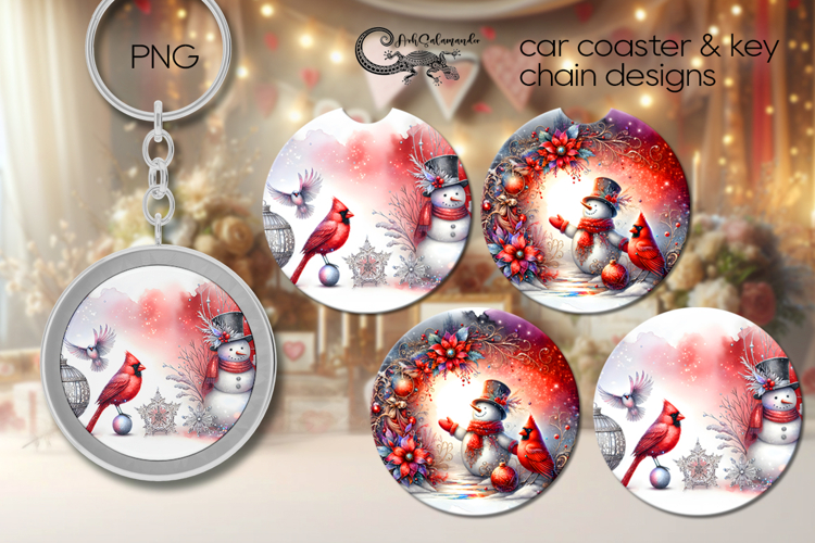 Cute xmas snowman | Car coaster & key chain sublimation PL4