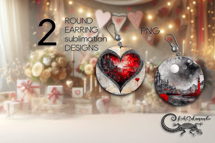 Valentine vintage | gothic round earring Sublimation PLUS4