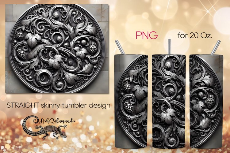 Metallic pattern design | Straight Skinny Tumbler PLUS4