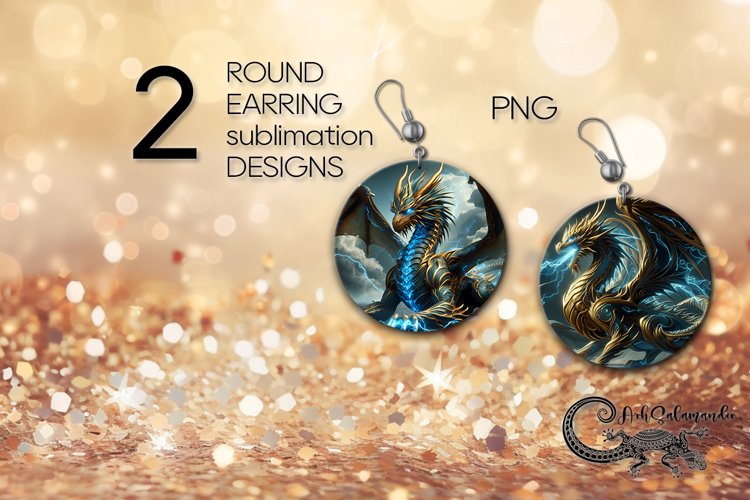Chinese Dragon | fantasy Round earring Sublimation design P4