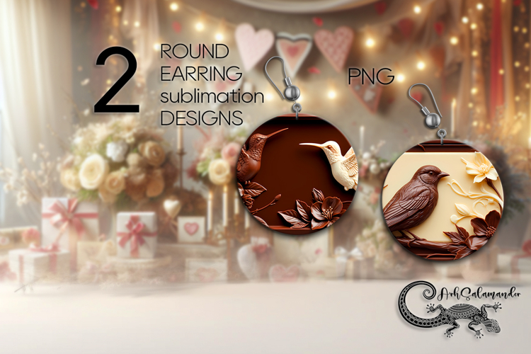 Chocolate is my love | Round earring sublimation design PL4