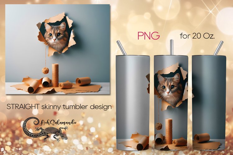 Cats & wall | skinny tumbler Sublimation design PLUS4