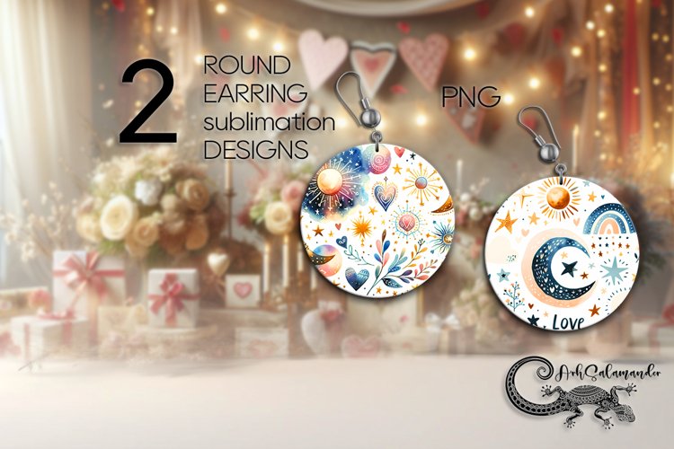 Scandi design | 2 valentine round earring Sublimation 4
