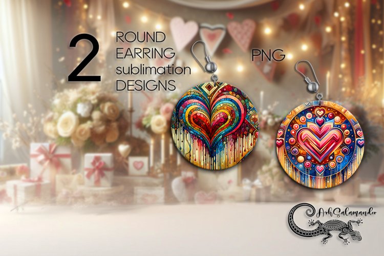 Boho hearts | Valentine Sublimation round earring design PL4