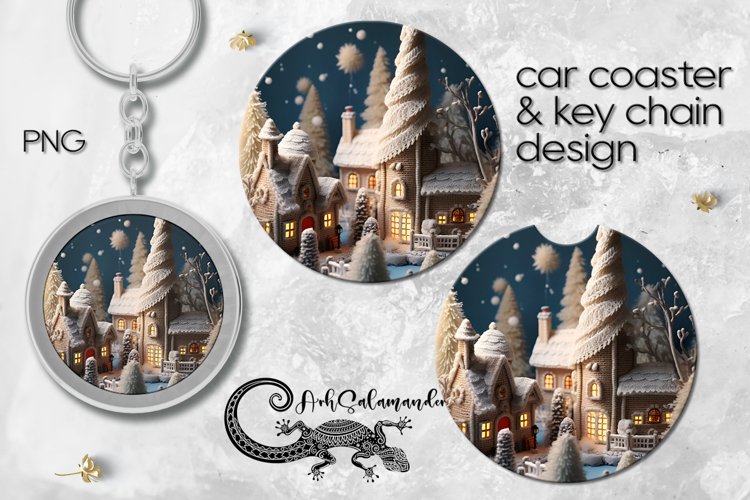 Knitted Xmas | Sublimation Car coaster   key chain PLUS4