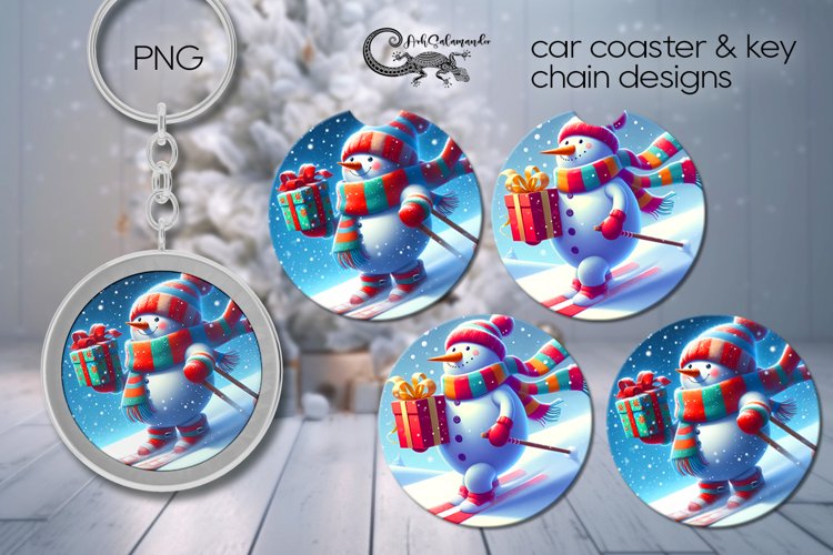 Christmas snowman | winter Car coaster   key chain deisgn P4