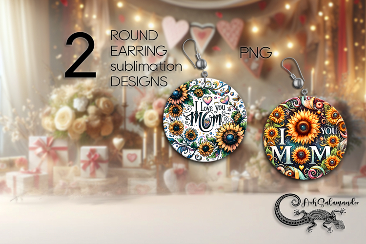 Moms flowersMoms flowers | Round Earring Sublimation PL4