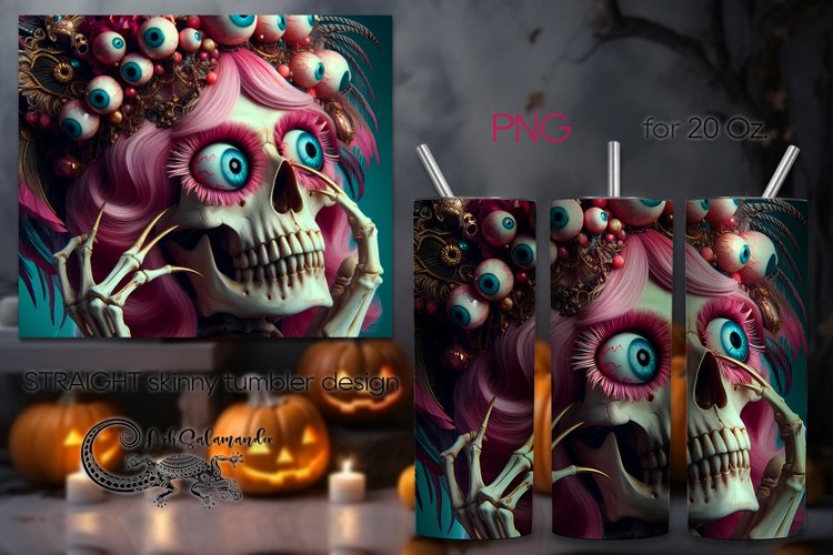 Funny skulls | Halloween Skinny tumbler sublimation PLUS4