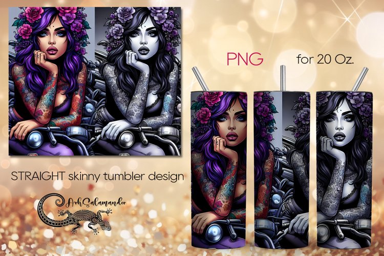Motorcycle girl | Skinny tumbler sublimation design PLUS4