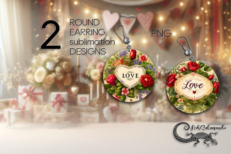 Valentine vintage love | Sublimation round earring PL4