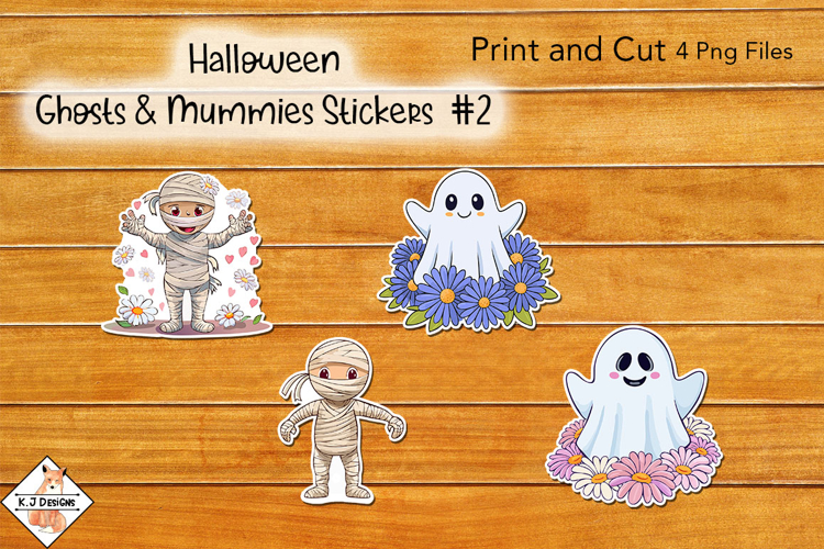 Halloween Ghosts & Mummy Stickers #2 | Print and Cut