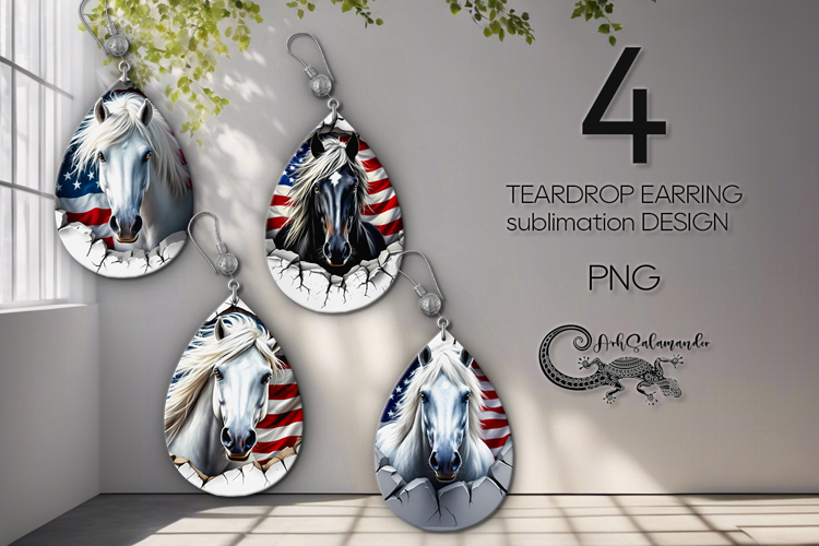 Horse in wall | teardrop earring sublimation design PL