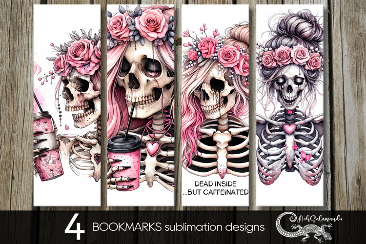 Skulls and coffee | Halloween bookmarks sublimation design