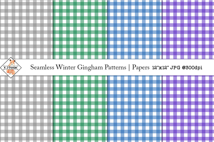 Seamless Winter Gingham Patterns | Digital papers