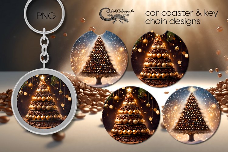 Christmas Coffee| Car coaster   key chain design PLUS