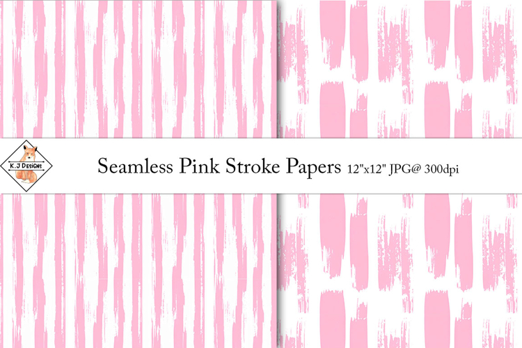Seamless Pink Strokes Pattern Digital Papers