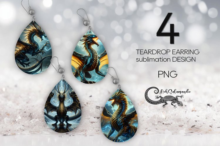 Dragon | Magic Sublimation Teardrop Earring design PLUS