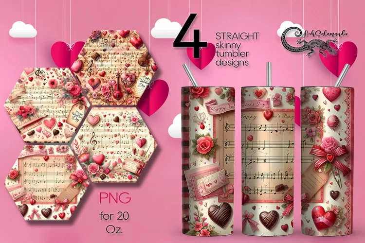 Valentine shabby chic | 4 love Skinny tumbler sublimation PL